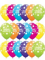 11" Birthday Big Polka Dots Latex Balloons 25pk