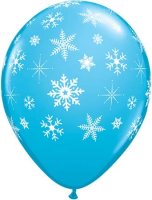 11" Snowflakes & Sparkles Robins Egg Blue Latex Balloons 25pk
