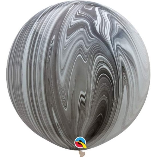 (image for) 30" Black & White Superagate Latex Balloons 2pk