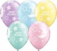 11" Baby Shower Moons And Stars Latex Balloons 25pk