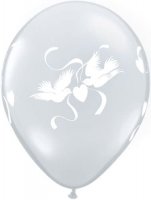 11" Diamond Clear Love Doves Latex Balloons 50pk