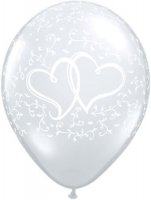 11" Entwined Hearts Diamond Clear Latex Balloons 50pk