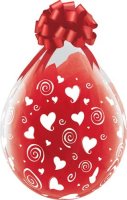 18" Swirling Hearts Diamond Clear Stuffing Latex Balloon 25pk