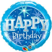 18" Birthday Blue Sparkle Foil Balloons