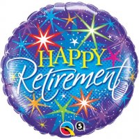 (image for) 18" Happy Retirement Colourful Bursts Foil Balloons