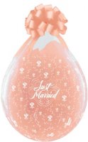 18" Just Married Flowers-A-Round Stuffing Latex Balloons 25pk