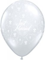 5" Just Married Flowers Latex Balloons 100pk