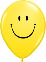 11" Smile Face Yellow Latex Balloons 25pk