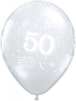 11" 50 Around Diamond Clear Latex Balloons 50pk