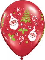 (image for) 11" Santa & Christmas Tree Latex Balloons 50pk