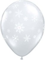 11" Snowflakes & Sparkles Diamond Clear Latex Balloons 50pk