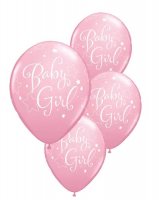(image for) 11" Baby Girl Stars Latex Balloons 6pk