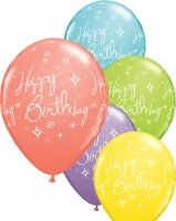(image for) 11" Happy Birthday Elegant Sparkles Latex Balloons 6pk