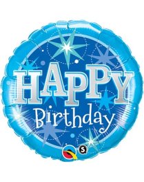 (image for) 36" Birthday Blue Sparkle Foil Balloons