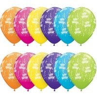 11" Happy Birthday A Round Tropical Latex Balloons 25pk