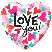 (image for) 18" Love You Converging Hearts Foil Balloons