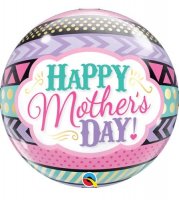 22" Mothers Day Dots & Stripes Single Bubble Balloons