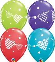 11" Banner Hearts Latex Balloons 25pk