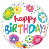 18" Birthday Floral Circles Foil Balloons