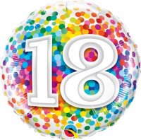 18" 18 Rainbow Confetti Foil Balloons