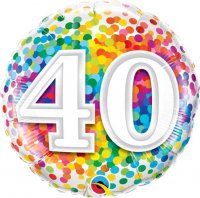 18" 40 Rainbow Confetti Foil Balloons