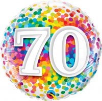 18" 70 Rainbow Confetti Foil Balloons