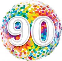 18" 90 Rainbow Confetti Foil Balloons