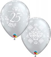 11" 25th Anniversary Damask Latex Balloons 25pk