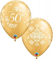 11" 50th Anniversary Damask Latex Balloons 25pk