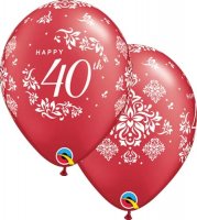 11" 40th Anniversary Damask Latex Balloons 25pk