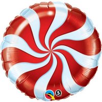 (image for) 9" Candy Swirl Red Air Filled Foil Balloons
