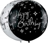 30" Birthday Sparkles & Swirls Around Giant Latex Balloons 2pk