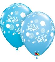 (image for) 11" Baby Boy Blue Dots Latex Balloons 25pk