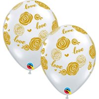 11" Love Rose Diamond Clear Latex Balloons 25pk