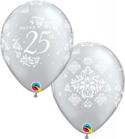 (image for) 11" 25th Anniversary Damask Latex Balloons 6pk