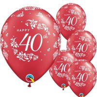 11" 40th Anniversary Damask Latex Balloons 6pk