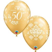 (image for) 11" 50th Anniversary Damask Latex Balloons 6pk