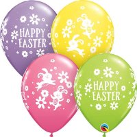 11" Easter Bunnie And Daisies Latex Balloons 25pk