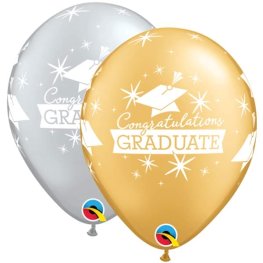 (image for) 11" Congratulations Graduate Caps Latex Balloons 25pk