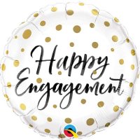 18" Happy Engagement Gold Dots Foil Balloons