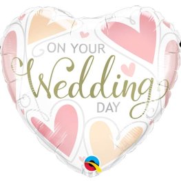 (image for) 18" On Your Wedding Day Hearts Foil Balloons