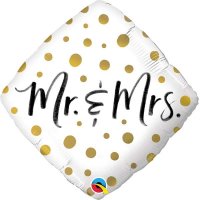 18" Mr & Mrs Gold Dots Foil Balloons