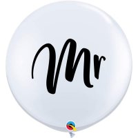 (image for) 3ft White Mr Giant Latex Balloons 2pk