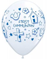 11" Boys First Communion Symbols Latex Balloons 25pk