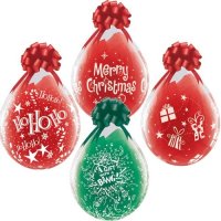 (image for) 18" Diamond Clear Christmas Assortment Stuffing Balloons 25pk