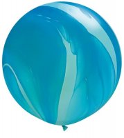 30" Blue Rainbow Super Agate Latex Balloons 2pk