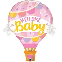 (image for) Welcome Baby Pink Hot Air Balloons Shape Balloons