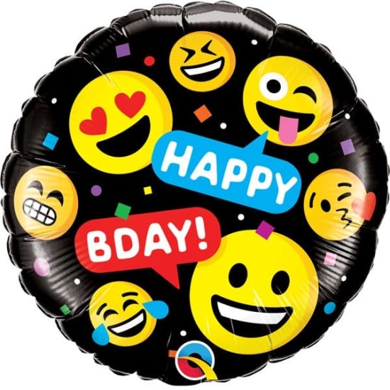 (image for) 18" Smileys Happy Birthday Foil Balloons