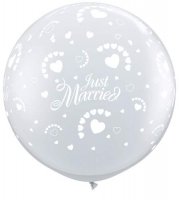 3ft Just Married Hearts Neck Down Giant Latex Balloons 2pk