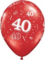 11" 40 Around Ruby Red Latex Balloons 25pk